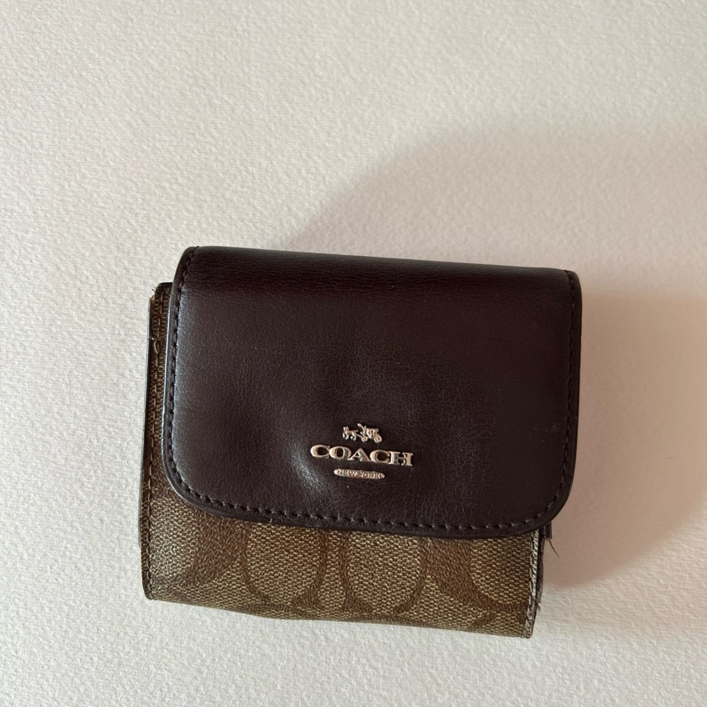 Coach Dark Brown and Tan Leather Wallet